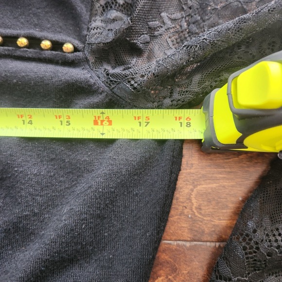 Y2K Thalia Sodi Peplum Top Vintage Goth Dark Fairy Lace Black Size S Metal Beads - Picture 7 of 7